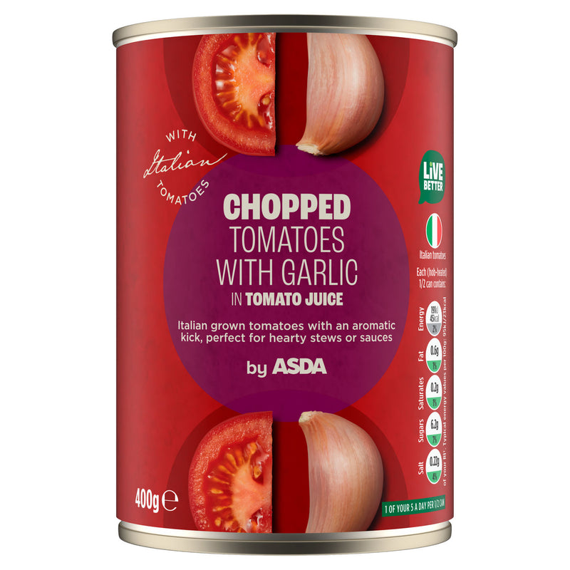 ASDA chopped tomatoes with garlic 400g - British product