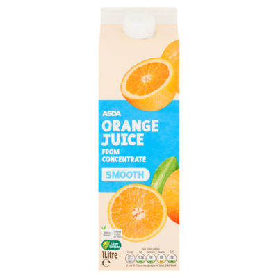 ASDA smooth orange juice from concentrate 1 litre (British brand)