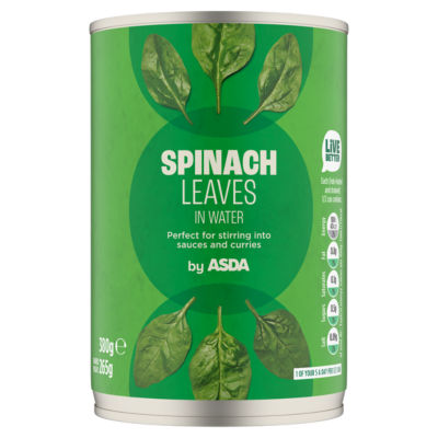 ASDA spinach leaves in water 380g - British product