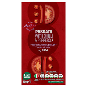 ASDA Passata with Chilli & Peppers Italian Tomato Sauce 500g