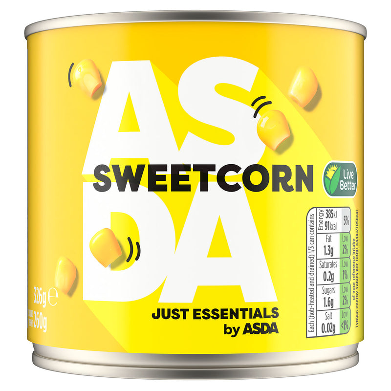 ASDA Just Essentials sweetcorn in water 326g, UK version