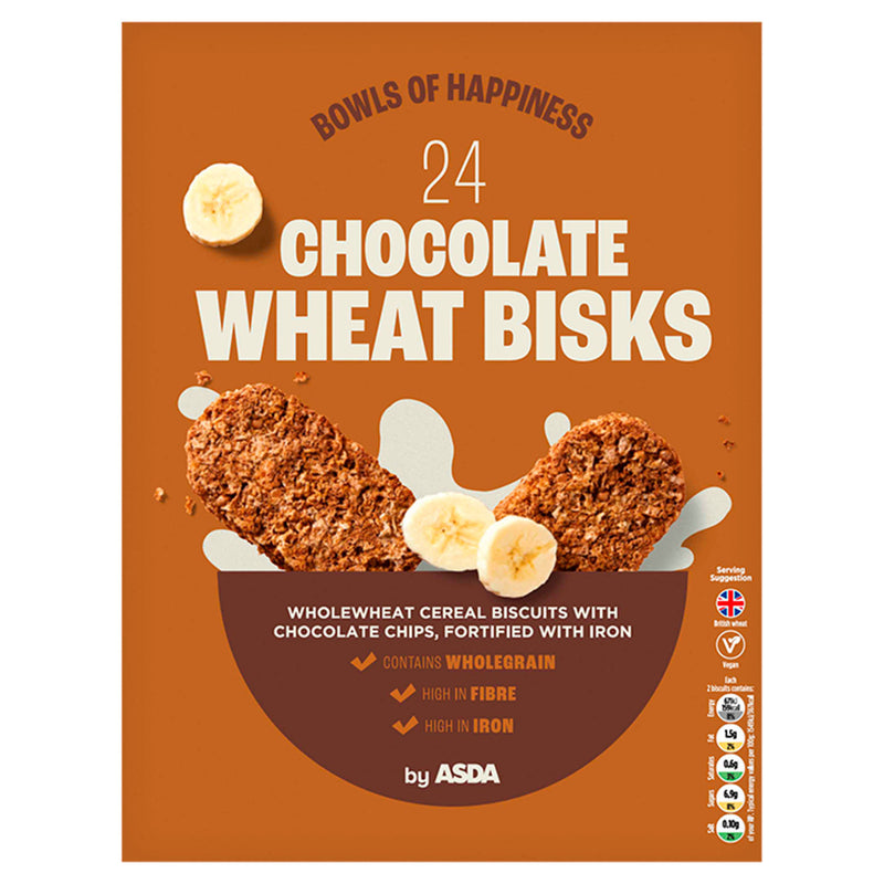 Asda chocolate wheat cereal biscuits 24 pack - British product