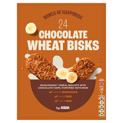 Asda chocolate wheat cereal biscuits 24 pack - British product