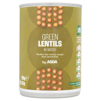 ASDA canned green lentils in water 390g - British product