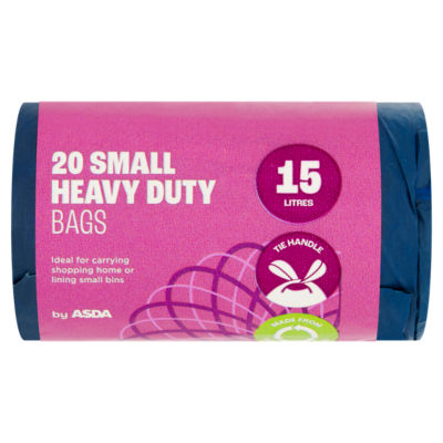 ASDA small heavy duty bin bags 20 pack 15 litres - British product