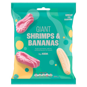 ASDA Giant Shrimps & Bananas Raspberry and Banana Flavour Foam Candy 160g