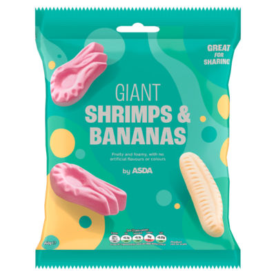 ASDA foam candy raspberry and banana flavour 160g, UK version