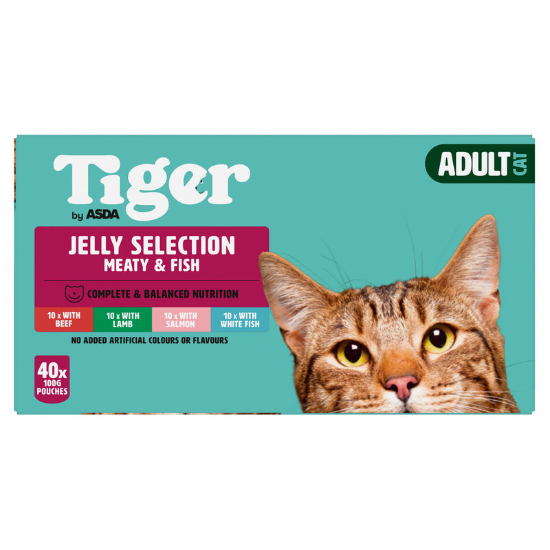 Tiger by ASDA wet cat food jelly selection 40 x 100g (British brand)