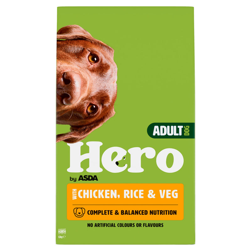 Hero adult dog food with chicken rice 12kg, UK version
