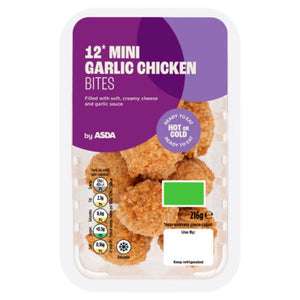 ASDA 12 Mini Garlic Chicken Bites Cheese and Garlic Filled Snack 216g
