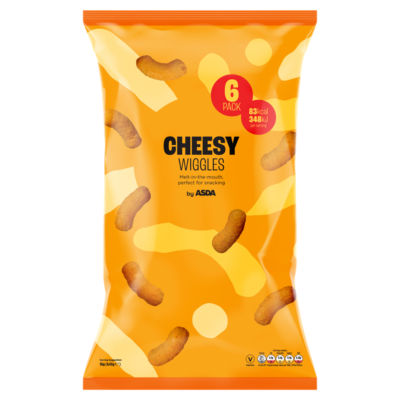 ASDA Cheesy Wiggles savoury maize snacks 6 x 16g - British product