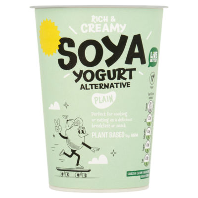 ASDA Plant Based Plain Soya Yogurt Alternative 500g, imported from the UK.