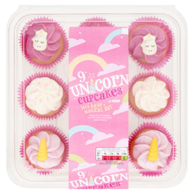 ASDA The BAKERY Unicorn Cupcakes 9 pack (British brand)