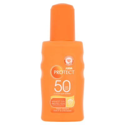 ASDA ASDA Protect Clear Sun Spray SPF50 High Sunscreen 200ml- Buy online at McGrocer