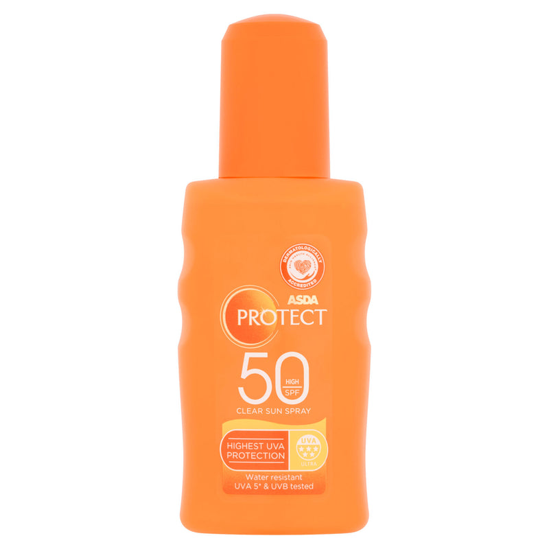 ASDA Protect Clear Sun Spray SPF50 High 200ml - British product