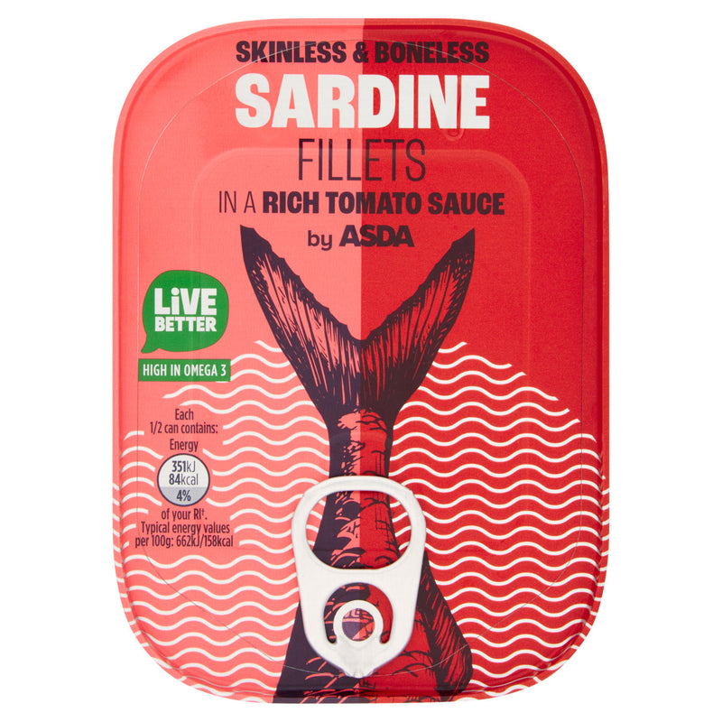 ASDA Sardines Fillets in a Rich Tomato Sauce 106g