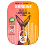 ASDA skinless and boneless sardine fillets in sunflower oil 106g - British product