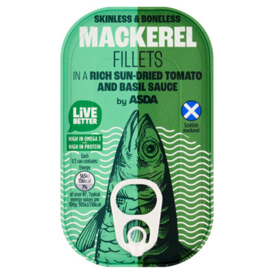 ASDA Mackerel Fillets Sun-Dried Tomato Basil Sauce 125g British product