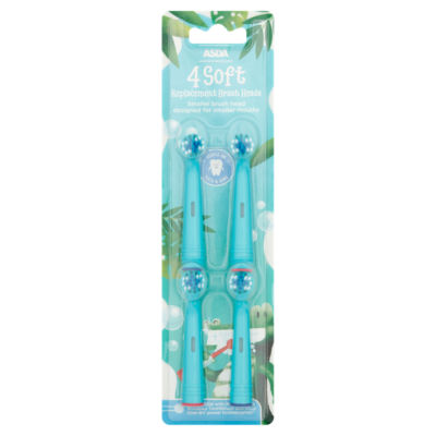 ASDA ASDA Soft Replacement Brush Heads 4 Pack Electric Toothbrush- Buy online at McGrocer