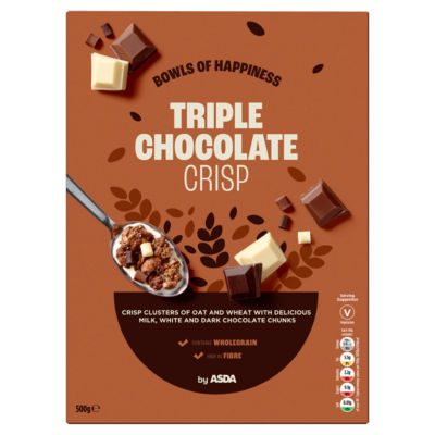 ASDA Triple Chocolate Crisp cereal clusters 500g (British brand)