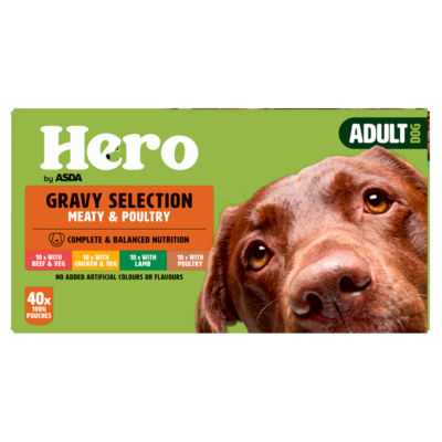 Hero adult dog gravy selection wet food 40 pouches - British product