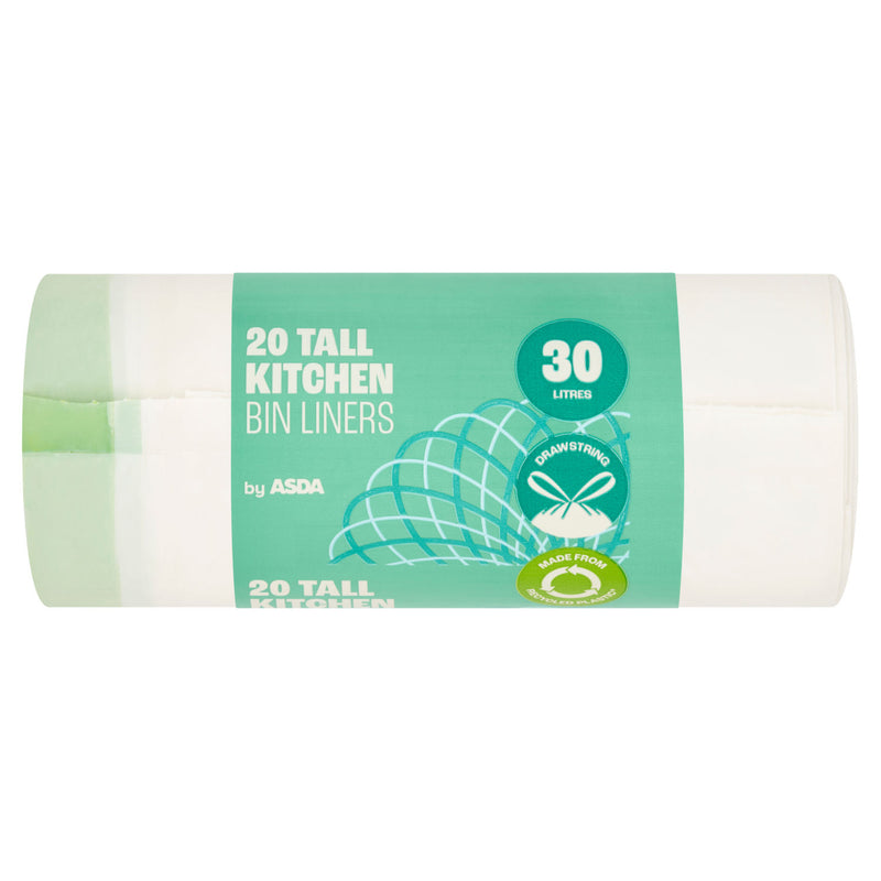 ASDA tall kitchen bin liners 20 count 30 litres - British product
