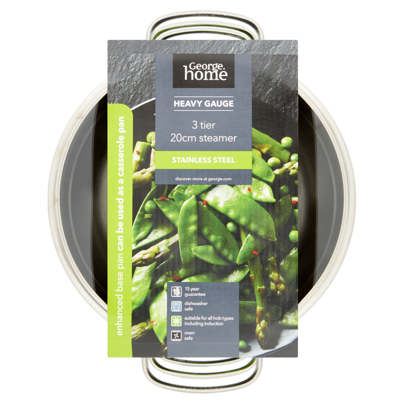 George Home heavy gauge 3 tier stainless steel steamer, UK version