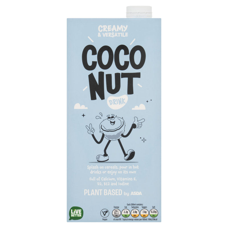 Asda Plant Based Coconut Drink 1 Litre carton - British product