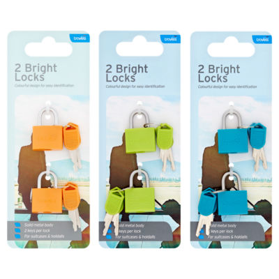 Travels Bright Locks colourful travel padlocks for suitcases (British brand)
