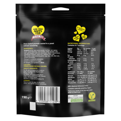 Marmite Oven Baked Peanuts 190g, imported from the UK
