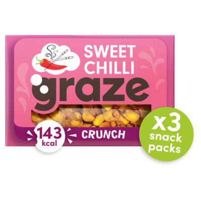 Graze Sweet Chilli Crunch snack packs 3 x 28g (British brand)