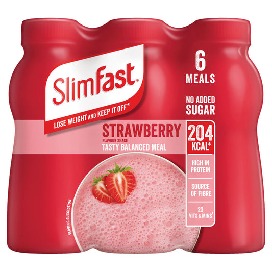 SlimFast 6 Summer Strawberry Flavour Shakes GOODS ASDA   