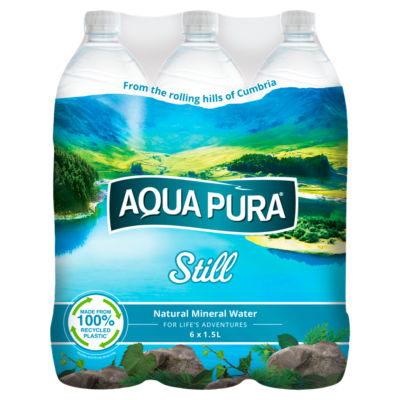 Aqua Pura still natural mineral water 6 x 1.5L (British brand)