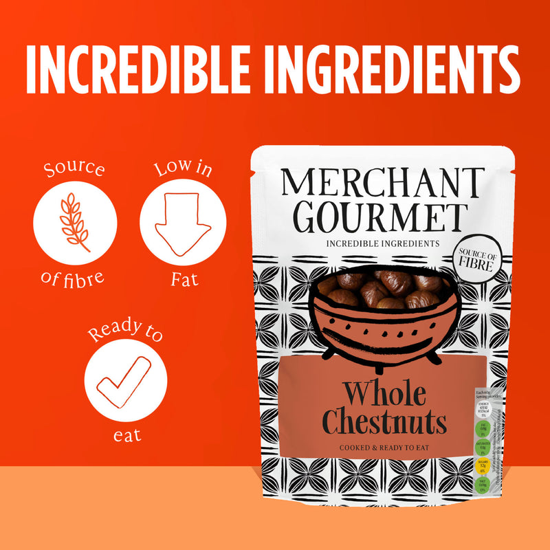Merchant Gourmet whole chestnuts 180g, UK version
