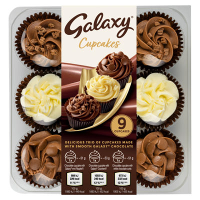Galaxy Assorted Milk Chocolate Cupcakes 9 Pack, UK version