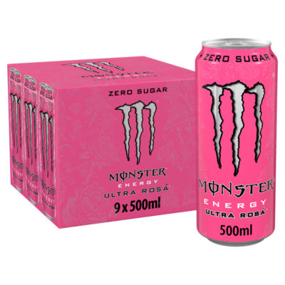 Monster Ultra Rosa energy drink 9 x 500ml cans, UK version