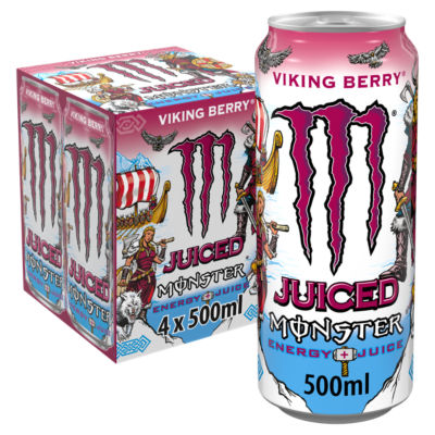 Monster Viking Berry energy drink 4 x 500ml cans - British product