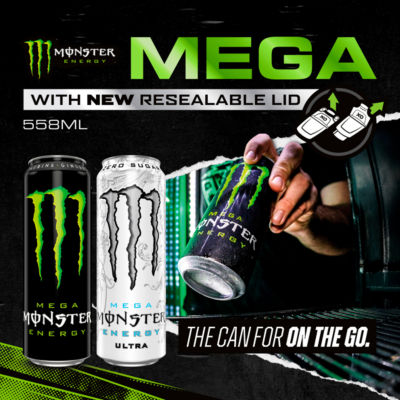 Monster energy drink Mega resealable can 558ml, UK version