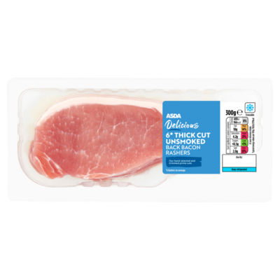 ASDA Thick Cut Unsmoked Back Bacon Rashers 300g