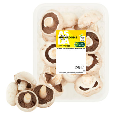 Just Essentials fresh mushrooms 250g, imported from the UK