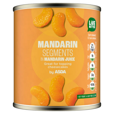 ASDA canned mandarin segments in mandarin juice 298g - British product