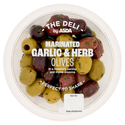 ASDA marinated garlic and herb olives 150g - British product