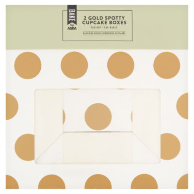 BAKE by ASDA gold spotty cupcake boxes 2 pack - British product