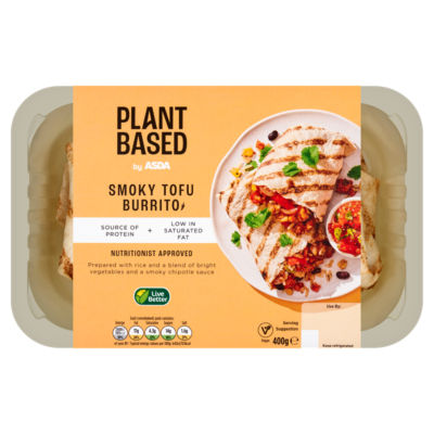 ASDA Smoky Tofu Burrito 400g, imported from the UK