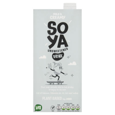 ASDA unsweetened soya milk alternative 1 litre - British product