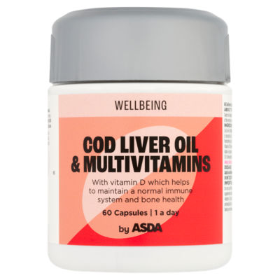 ASDA Wellbeing Cod Liver Oil Multivitamins 60 Capsules - British product