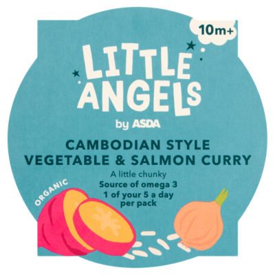 ASDA Little Angels Curry Cambodgien Bio Légumes & Saumon dès 10 mois Nourriture Bébé 190g - Achat en ligne sur McGrocer