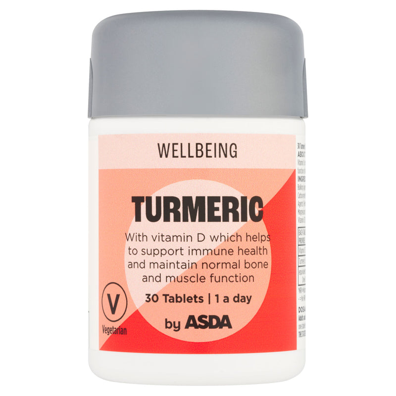 ASDA Wellbeing 1 a day Turmeric and Vitamin D tablets 30 tablets - British product