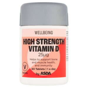 ASDA Wellbeing 1 a Day High Strength Vitamin D 25g Vitamin D Supplement 60 Tablets