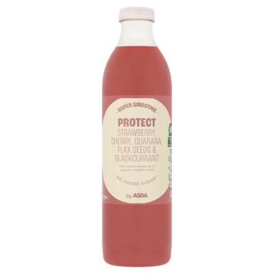 ASDA Protect Strawberry, Guarana, Cherry, Flax Seeds & Blackcurrant smoothie 750ml - British product